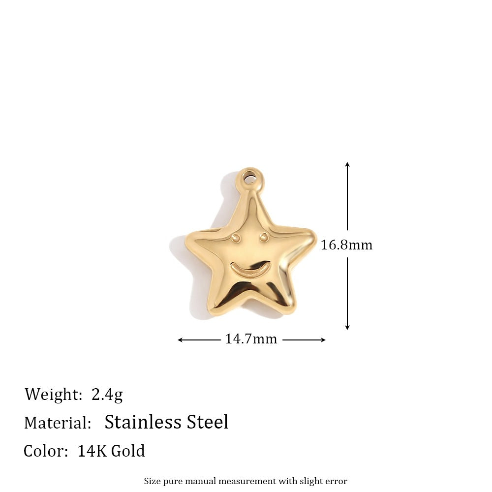 Minimalist Geometric Pendant with 14K Gold Plated Stainless Steel Round Heart Shape and Greek Key Pattern for DIY Jewelry Making