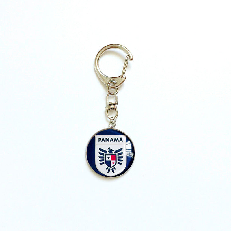 Sporty Round Stainless Steel Keychain National Football Team Souvenir Gift