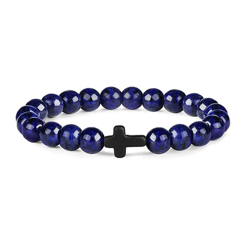 Minimalist Geometric Tiger Eye Turquoise Obsidian Beaded Bracelet Unisex Handmade Jewelry