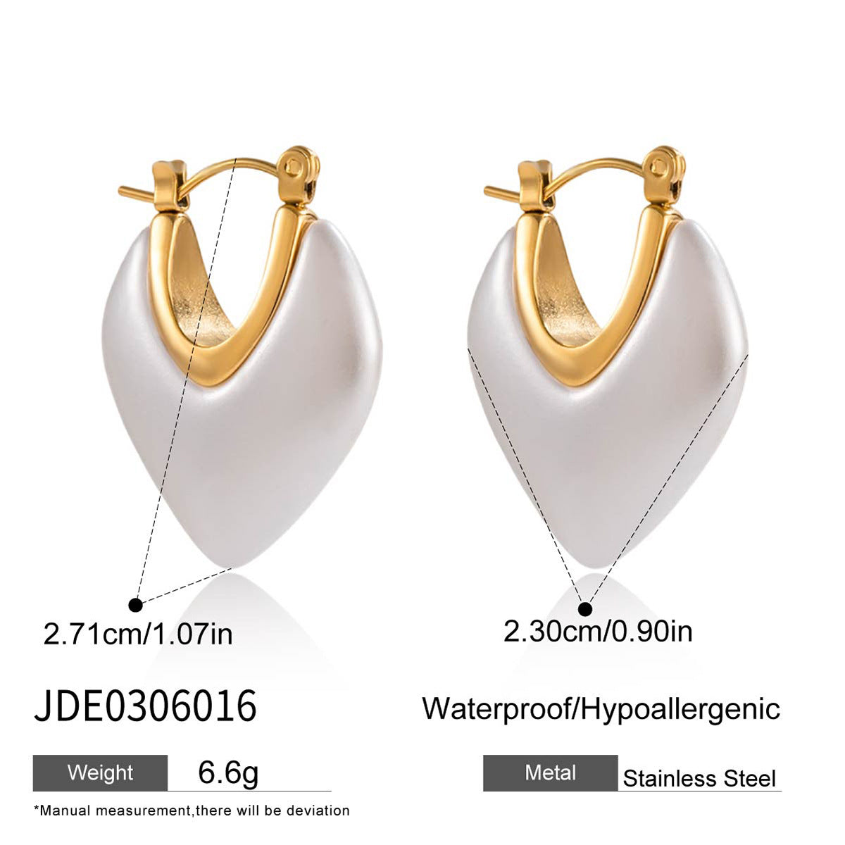 Pendientes geométricos de acero inoxidable con perlas de resina, bañados para un acabado de lujo resistente a la decoloración