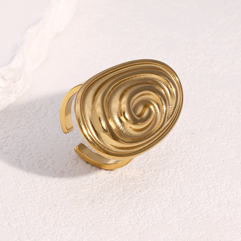 Minimalist Round Geometric Plated Stainless Steel Open Ring for Women