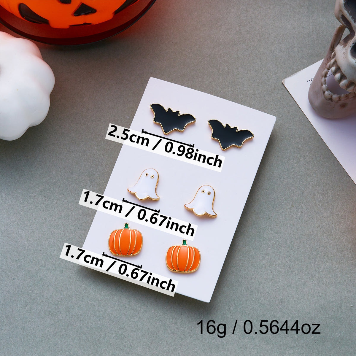 Gothic Cartoon Alloy Plated Necklace with Bat Pumpkin Ghost Charms for Women Halloween Party