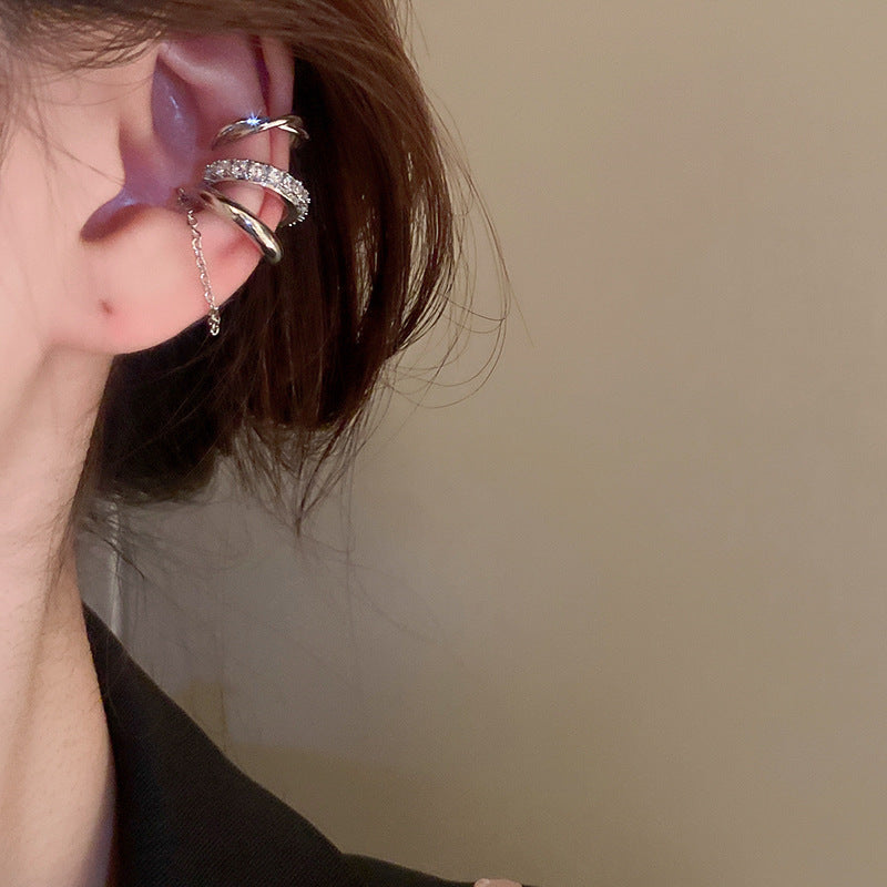 Orecchini da donna in rame con zirconi, dal design geometrico minimalista di lusso a ferro di cavallo