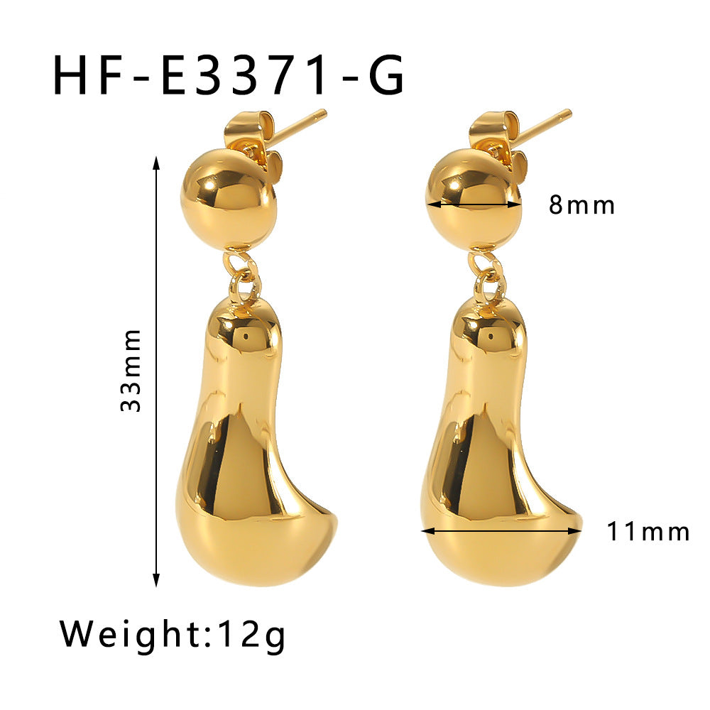 Orecchini a cerchio minimalisti in acciaio inossidabile a forma di goccia con placcatura in oro 18 carati, design liscio e cavo