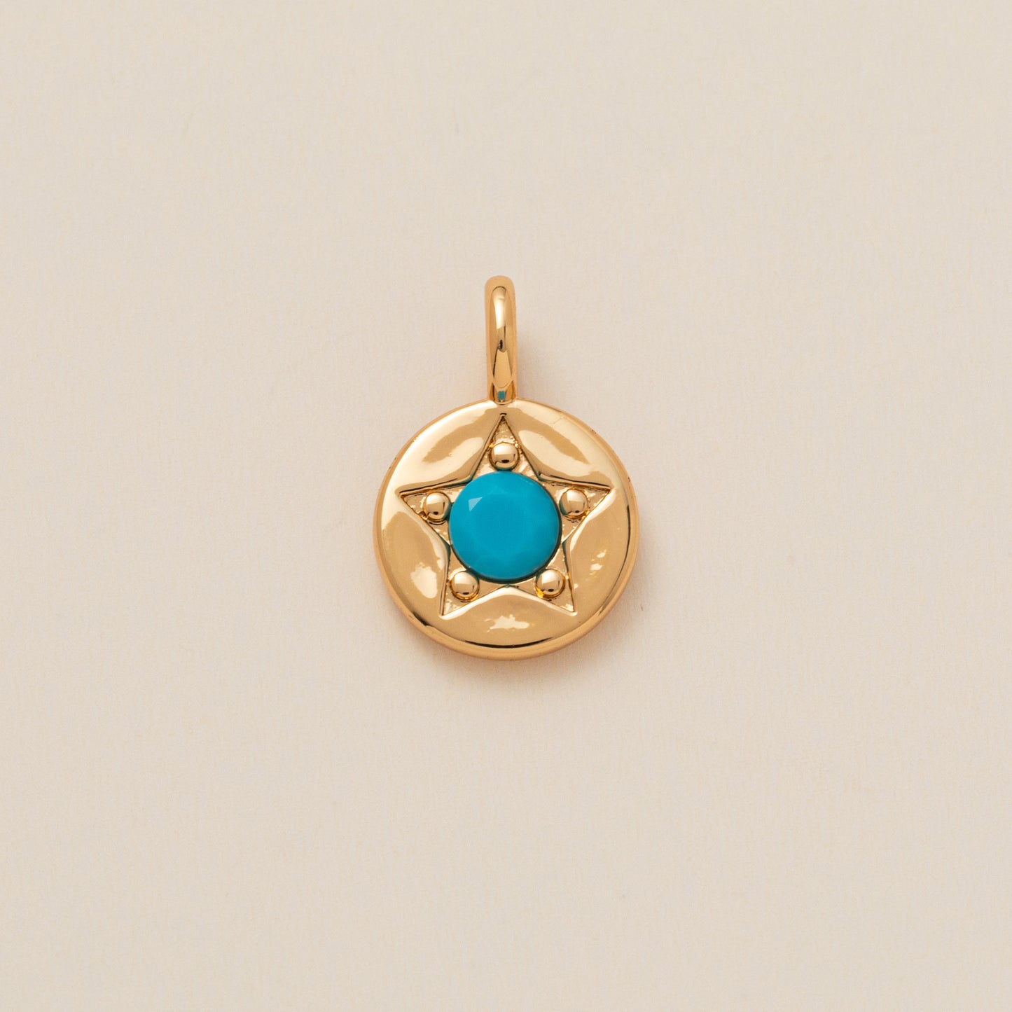 Colorful Cubic Zirconia Star Round Pendant Brass Plated Necklace Charm Bar for December Birthstone