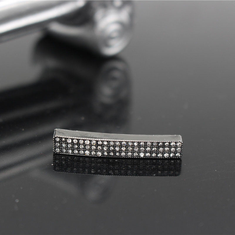 Plated Alloy Rhinestone Charm Bar