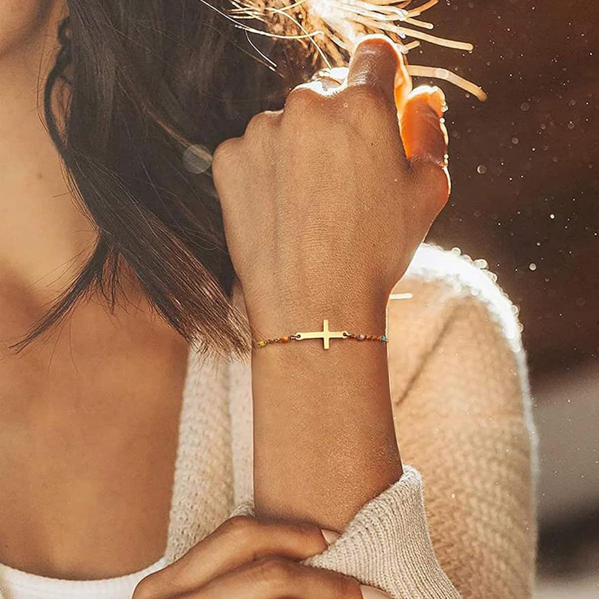 Bohemian Sweet Drip Oil Cross Stainless Steel Bracelet Unisex Gift