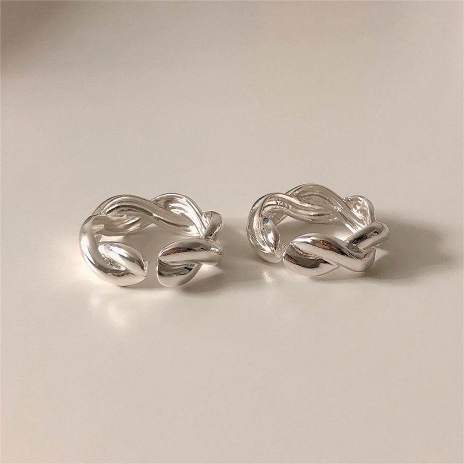 Minimalist Crossband Heart-Shaped 925 Sterling Silver Ring with Beveled Geometric Detail for Women