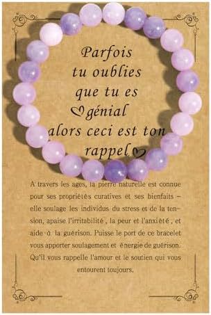 8mm Natural Stone Beaded Bracelet with Amethyst, Amazonite, Strawberry Quartz and Agate for Unisex