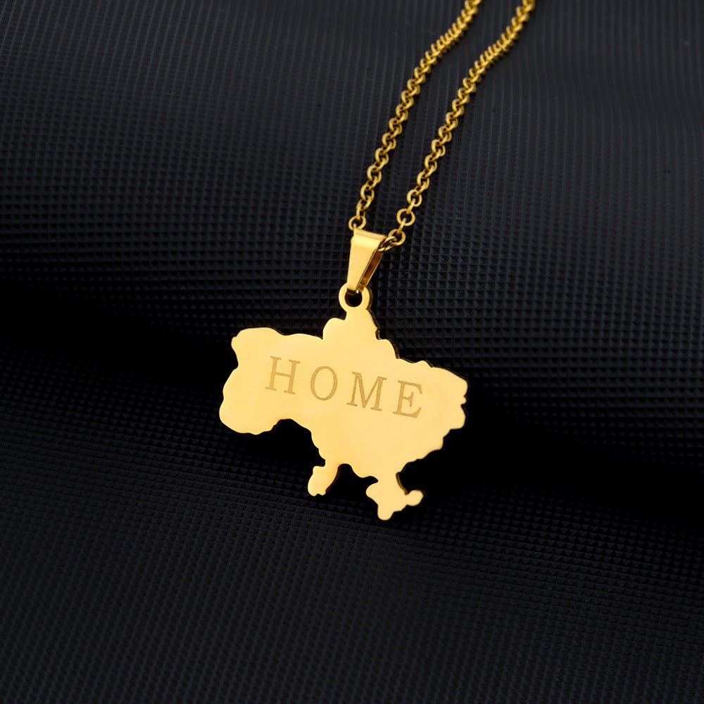 Collana con ciondolo geometrico etnico vintage da donna in acciaio inossidabile e titanio con finitura placcata, catena a O