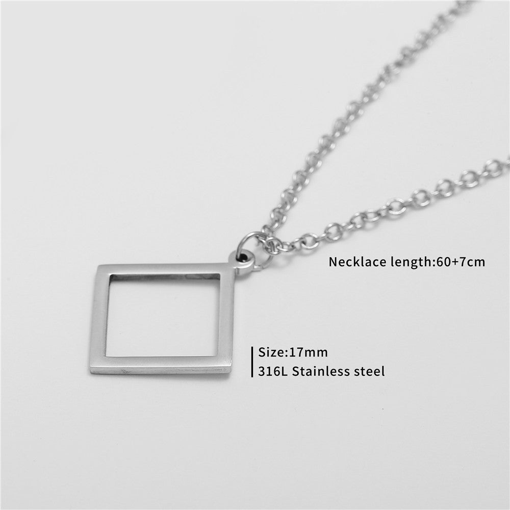 Punk Hip-hop Minimalist Star Geometric Titanium Steel Plated Pendant Necklace with Cable Chain