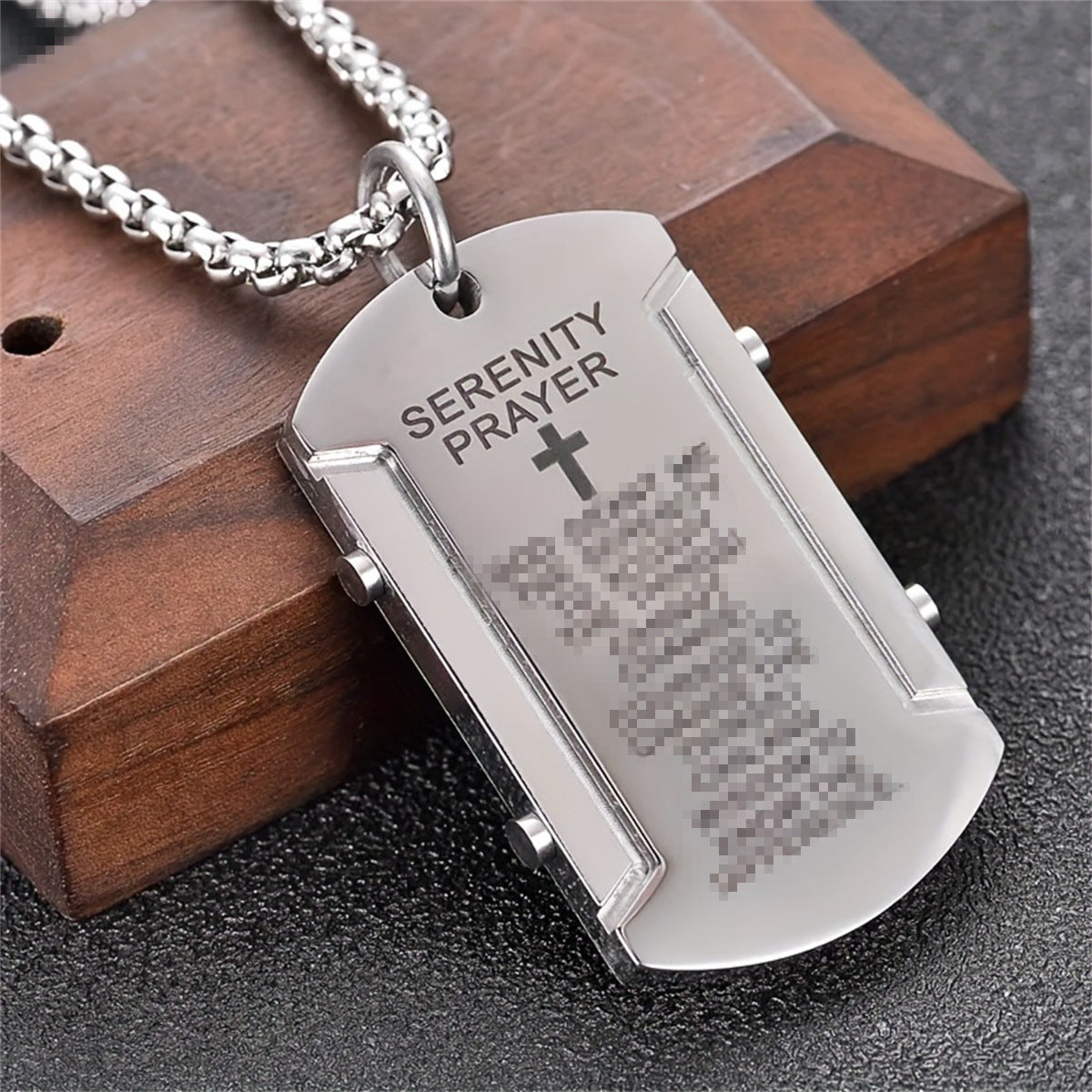 Punk Style Square Pendant Necklace in Stainless Steel with Titanium Steel Charm and Electroplated Finish for Men and Women