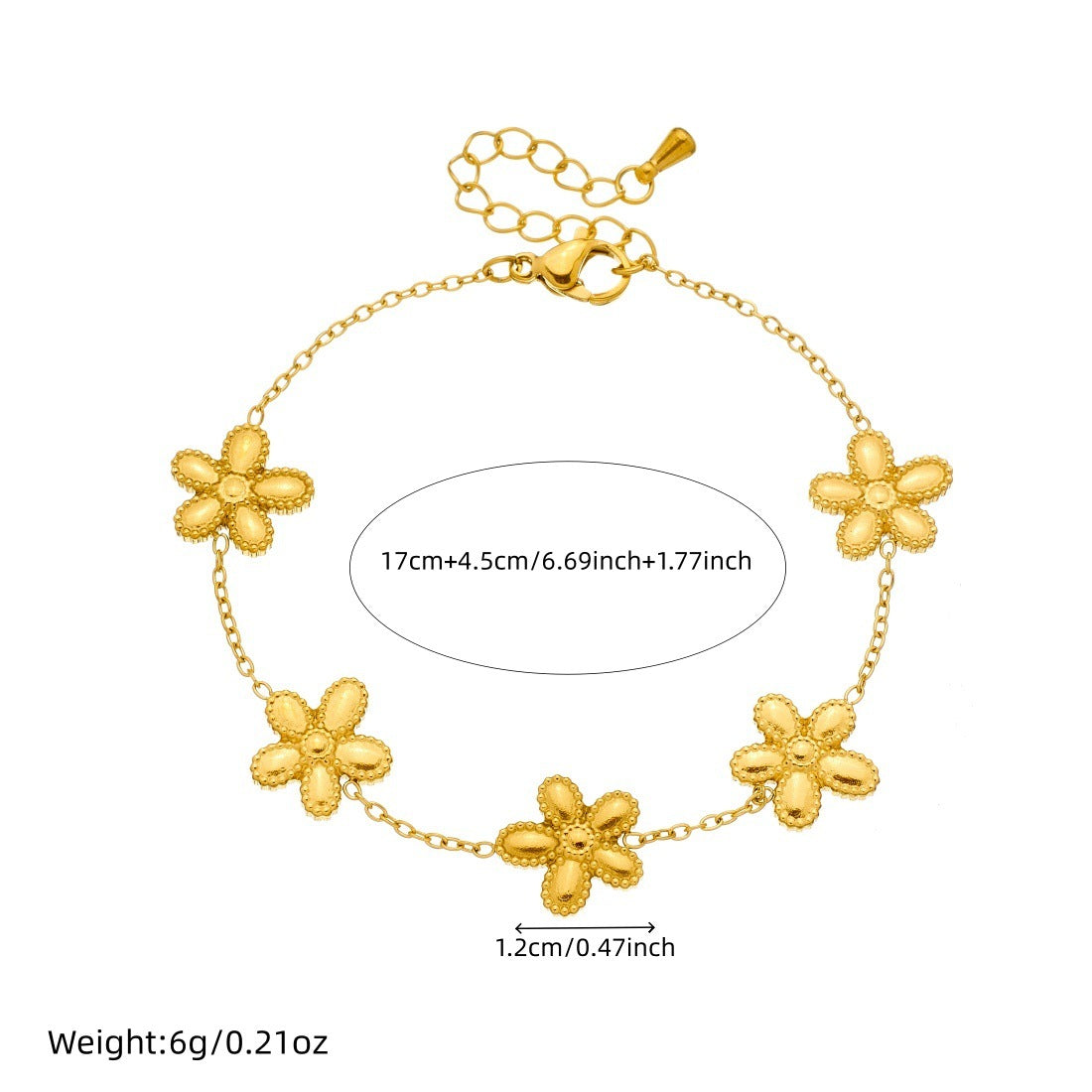 Minimalist Gold Plated Floral Stainless Steel Jewelry Set for Women