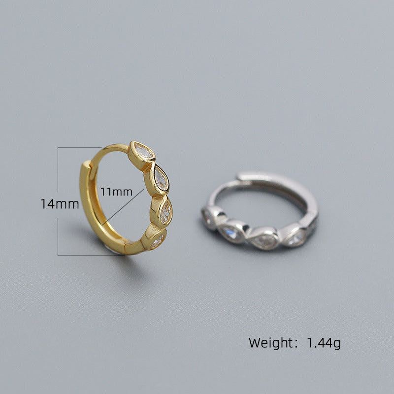 Orecchini a Cerchio Geometrici a Goccia in Elegante Argento Sterling 925 con Intarsio in Zirconi Cubici