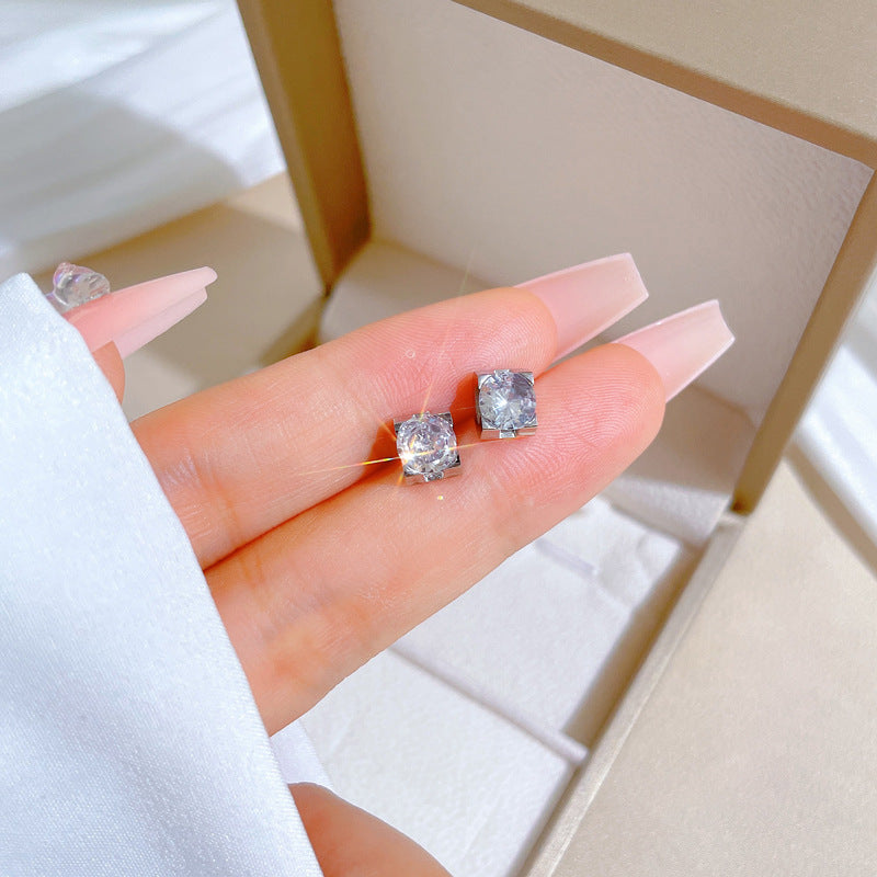 Minimalist Geometric Titanium Steel Ear Studs for Women