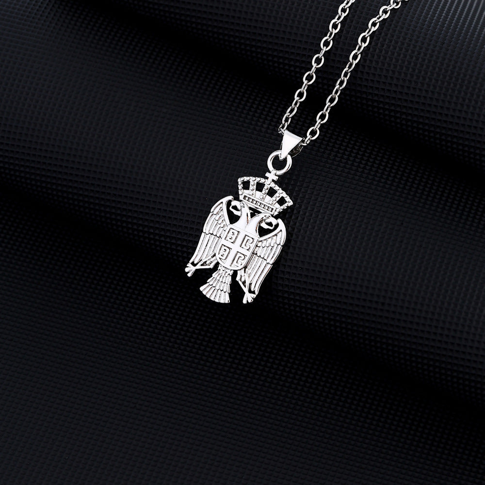 Collana Pendente Aquila alla Moda in Acciaio Inossidabile con Intarsio in Rame e Finitura Galvanizzata, a Forma di Animale, Catena O, Design Unisex