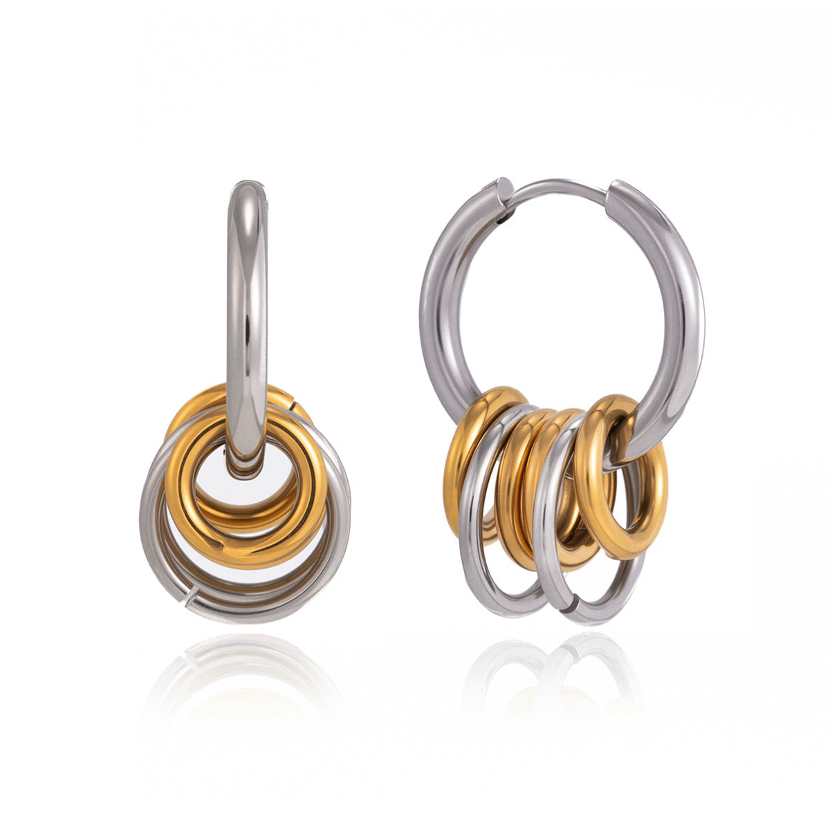 Minimalist Round Geometric Plated Stainless Steel Hoop Earrings for Women