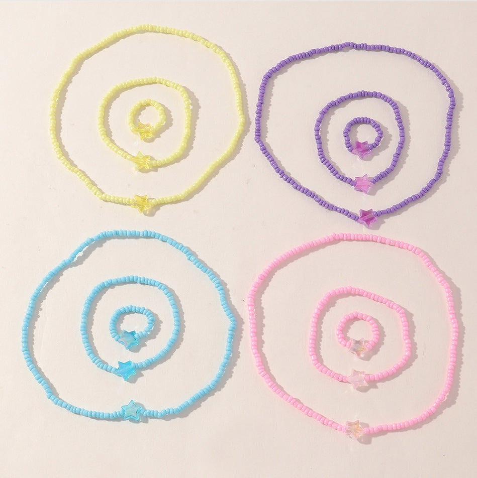 Set collana in perle di vetro a forma di stella bohémien per bambini con artigianato fatto a mano e stile per vacanze al mare