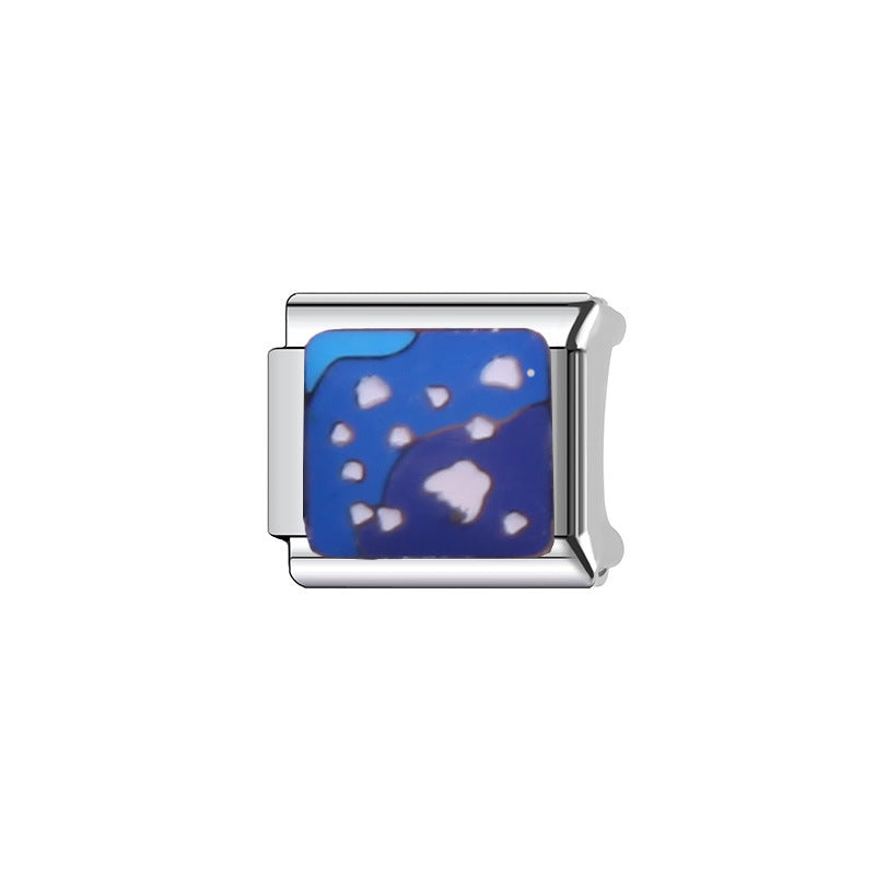 Elegant Stainless Steel Modular Charm Bar Bracelet with Moon and Star Elements