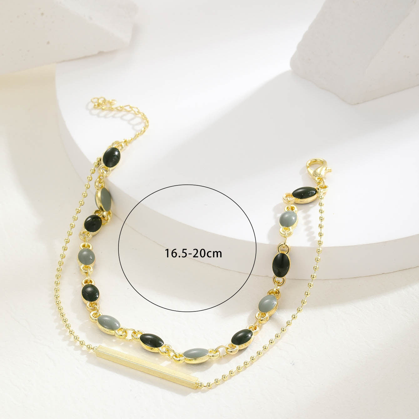 Pulsera de cobre minimalista francesa retro de dos tonos para mujer con diseño en forma de U, acabado galvanizado y detalles de perlas