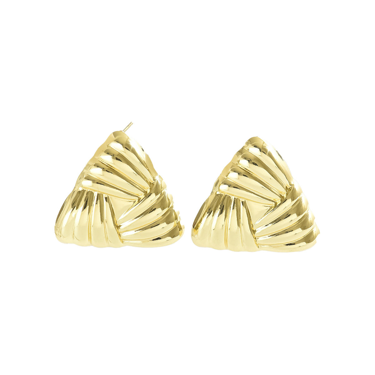 Pendientes Geométricos Minimalistas Plegados para Mujer con Base de Cobre y Acabado Galvanizado Diseño Triangular Lineal
