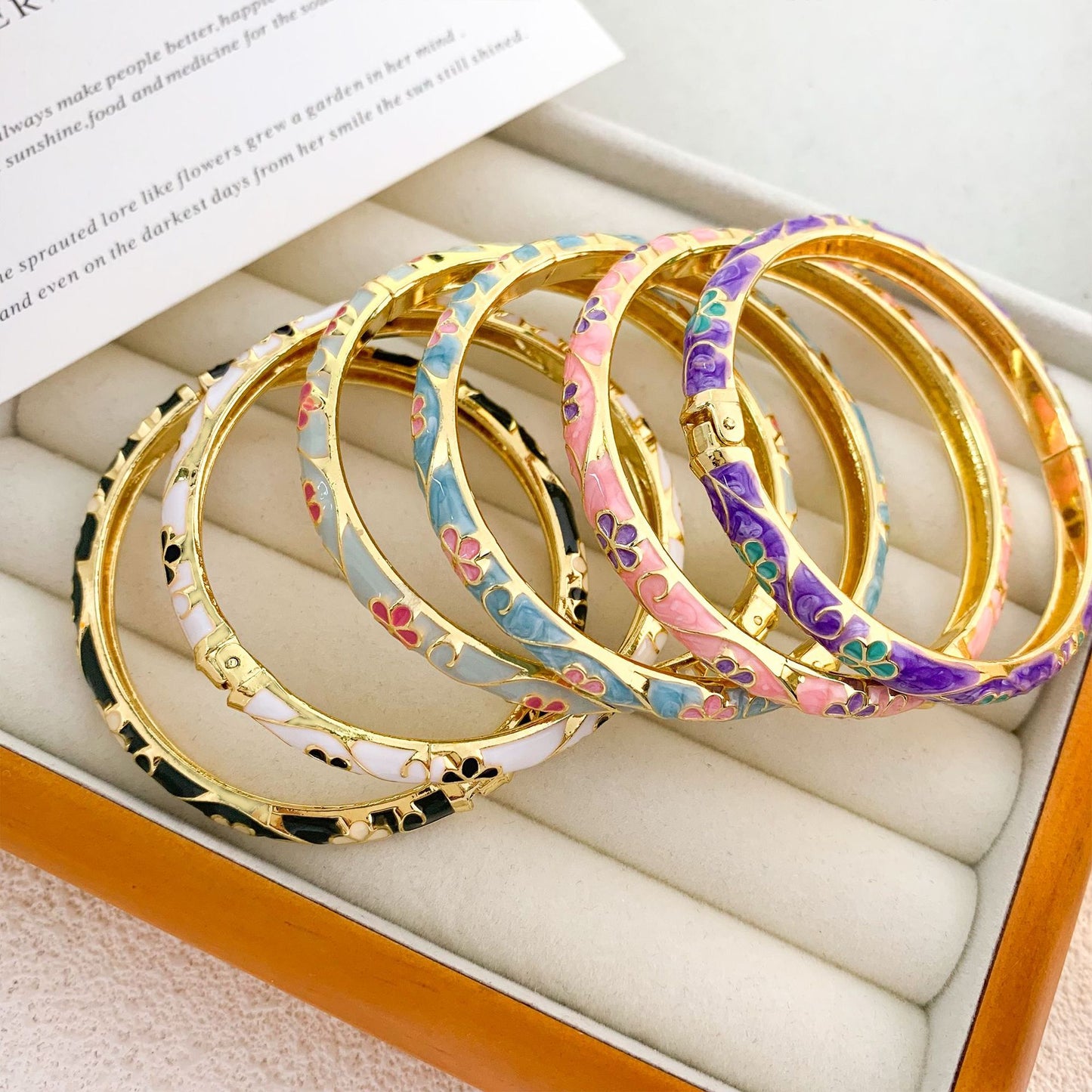 Bracciale rigido in lega smaltata di lusso vintage, design geometrico rotondo ovale, gioielli alla moda