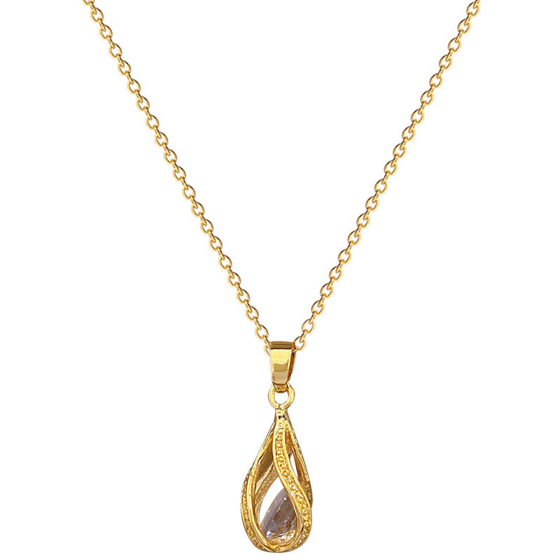 Collana pendente geometrica di lusso in acciaio al titanio con intarsio di strass, fresca, unisex