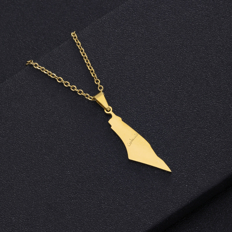 Collar con colgante de letra geométrica para mujer y hombre en acero inoxidable con dije de acero de titanio y acabado galvanizado