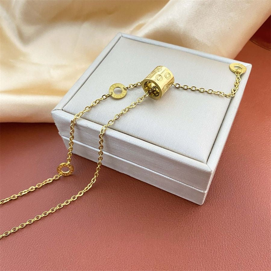 Minimalist Luxury Titanium Steel Plated Smile Tassel Necklace for Women