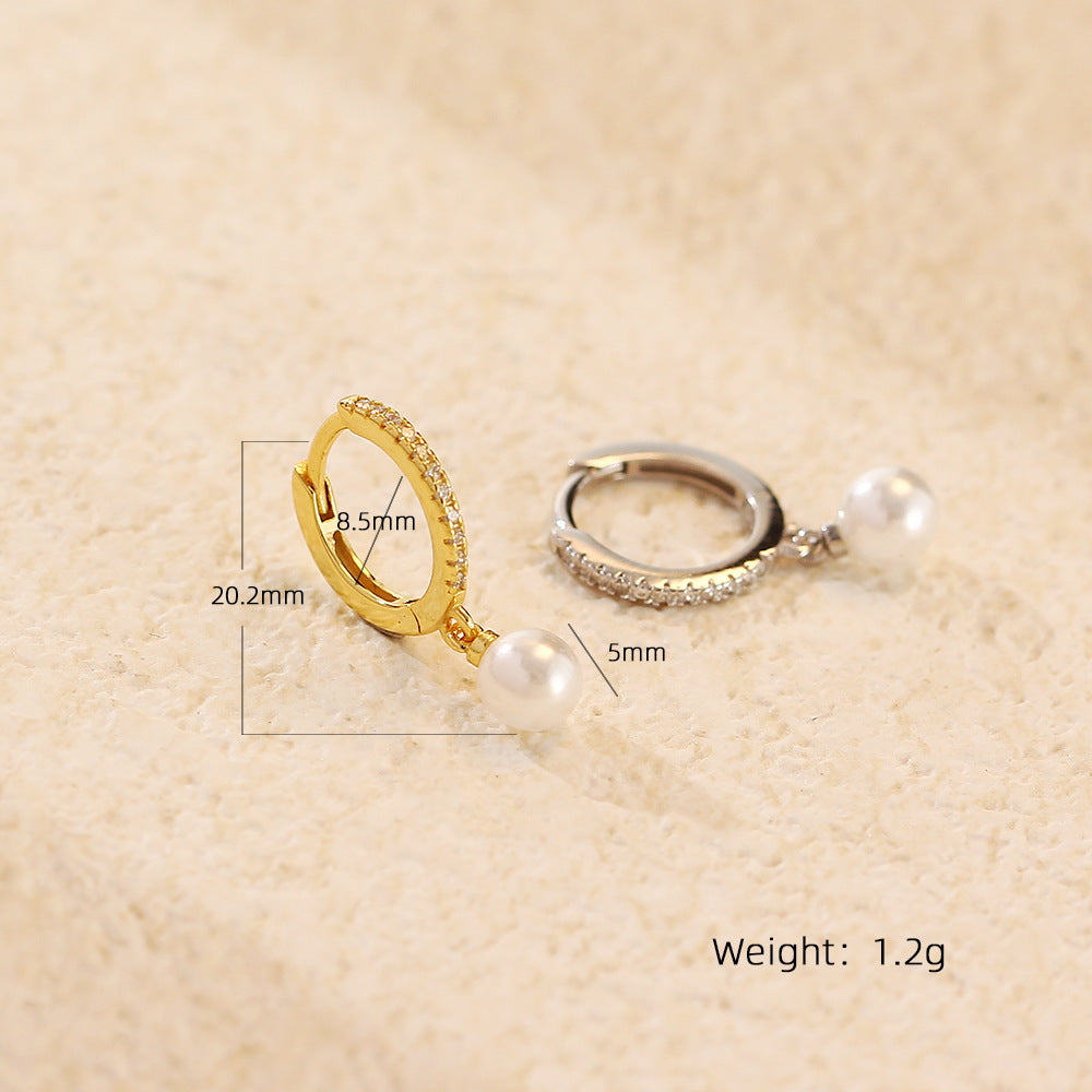 Minimalist Geometric S925 Sterling Silver Stud Earrings with Micro-Pavé Detailing for Women