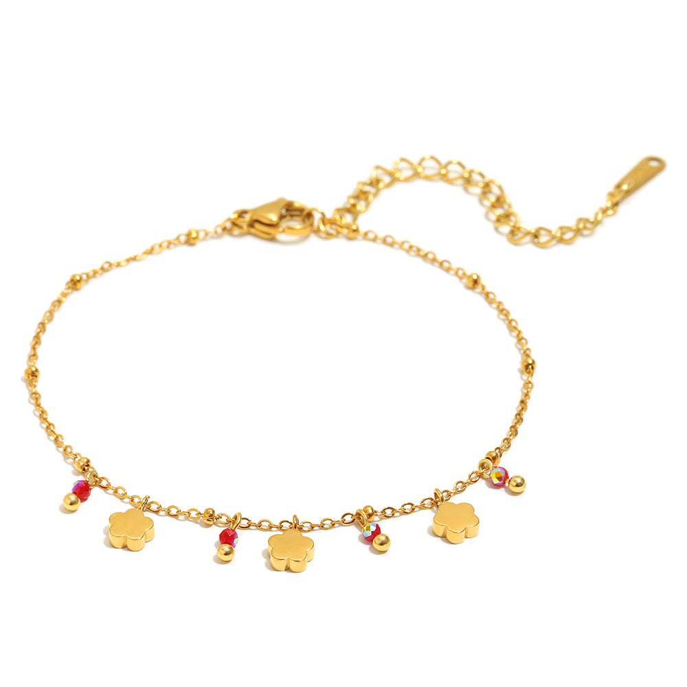 Fashionable OL Style Geometric Stainless Steel Plated 18K Gold Tassel Bracelet for Women
