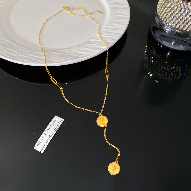 Minimalist Elegant Geometric Titanium Steel Plated Necklace for Women