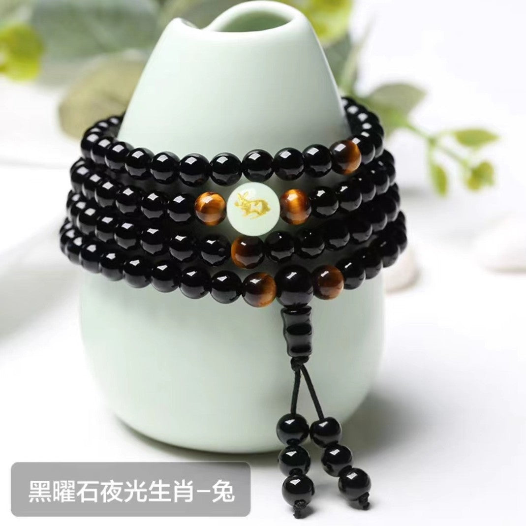 Glow-in-the-Dark Round Animal Synthetic Stone Bracelet Unisex