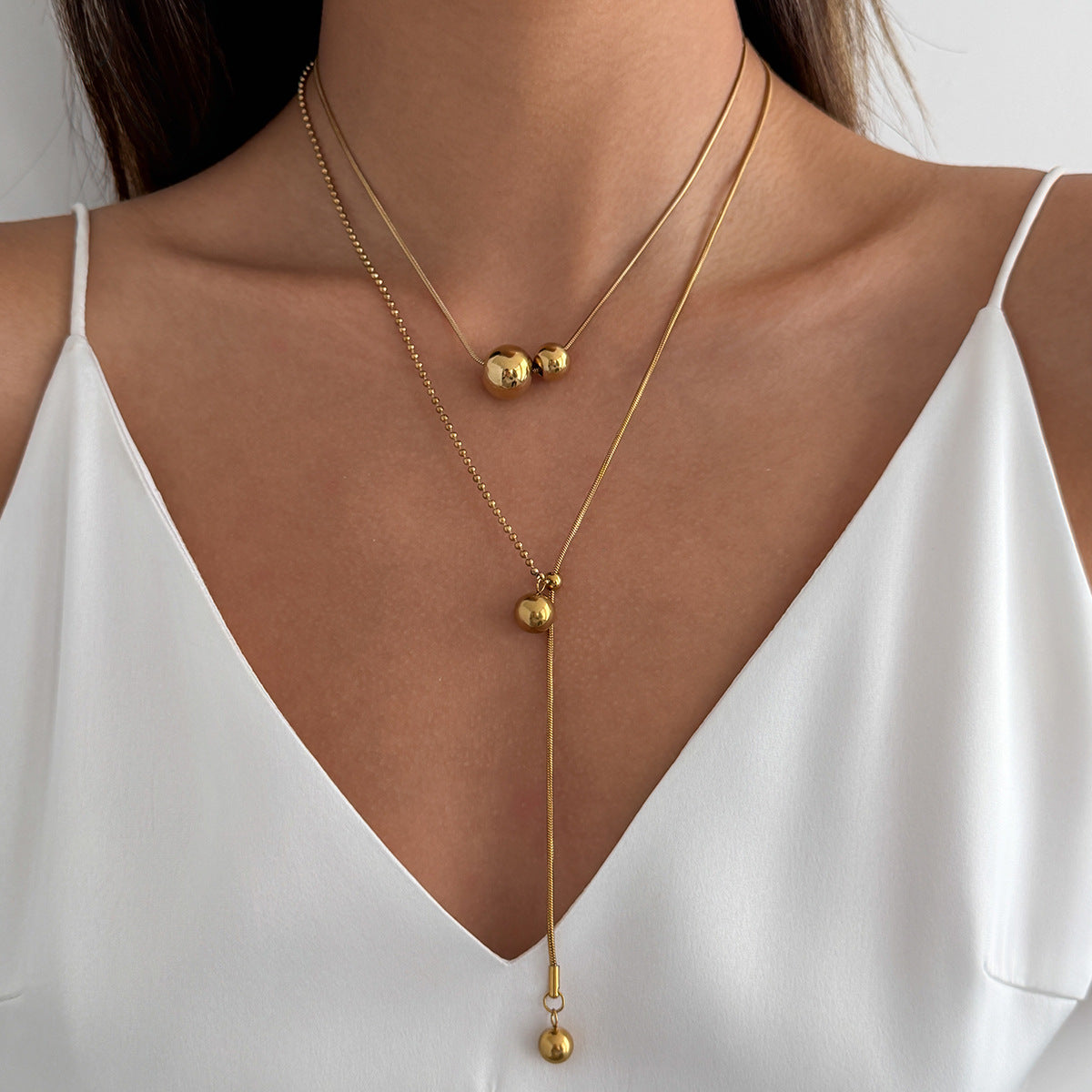 Minimalist Geometric Round Stainless Steel PVD Necklace for Women