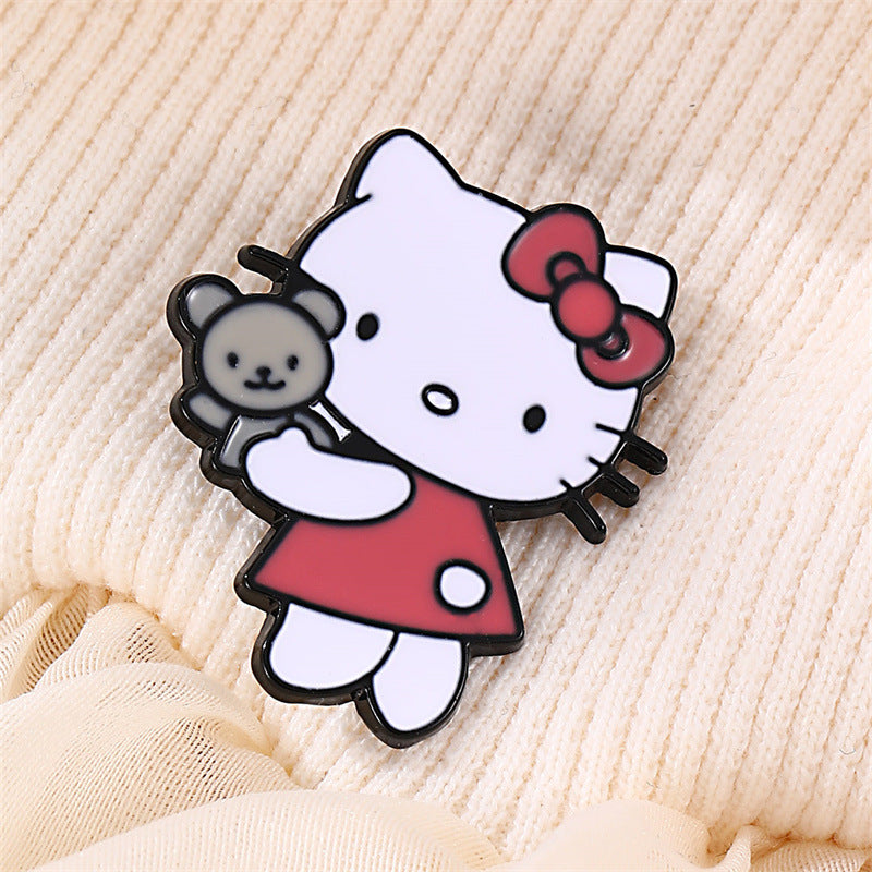 Spilla Sanrio Cartoon Kawaii con Acrilico e Lega di Zinco, Forma di Animale e Personaggio, Finitura in Resina Drip, Accessorio Moda Unisex