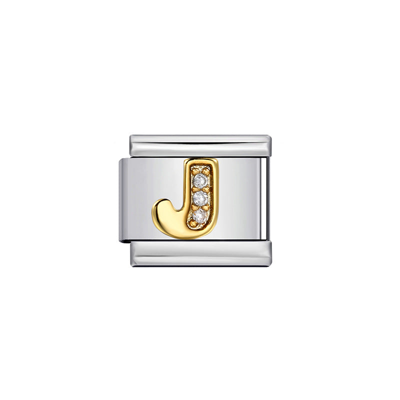 Gold Plated Stainless Steel Letter Charm Bar Bracelet DIY Modular Detachable Unisex