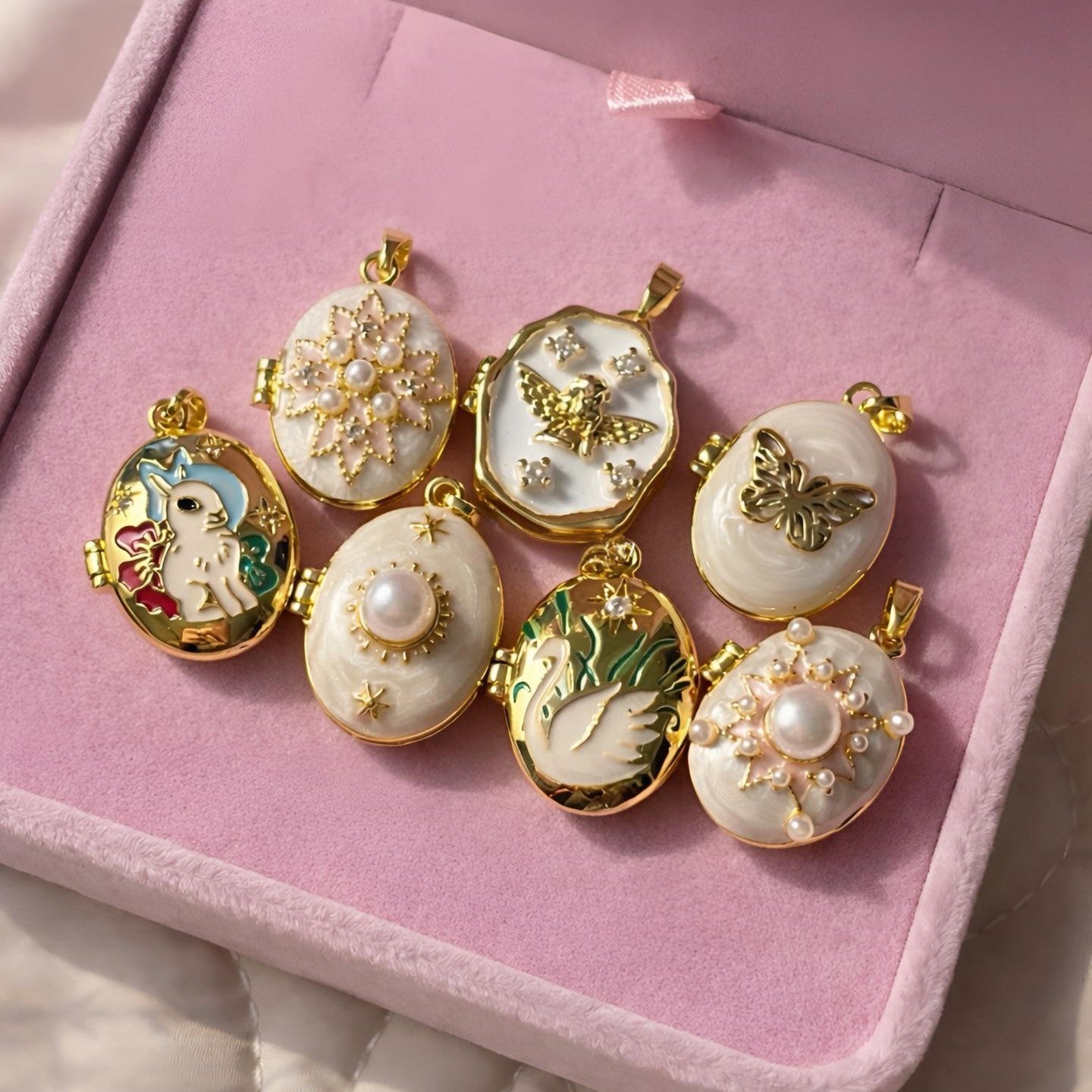 Vintage 18K Gold Plated Brass Heart Pendant Drip Oil Charm Bar