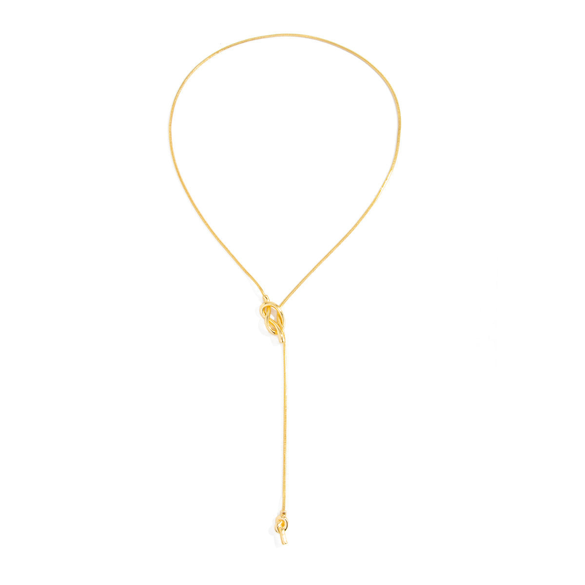 Minimalist Geometric Plated Iron Snake Chain Necklace with Zinc Alloy Pendant Adjustable Long Chain for Women