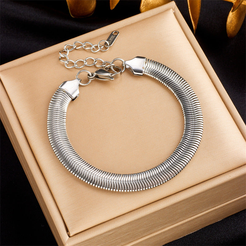 Minimalist Punk Titanium Steel Wide Chain Bracelet with Plated Finish for Unisex Wear