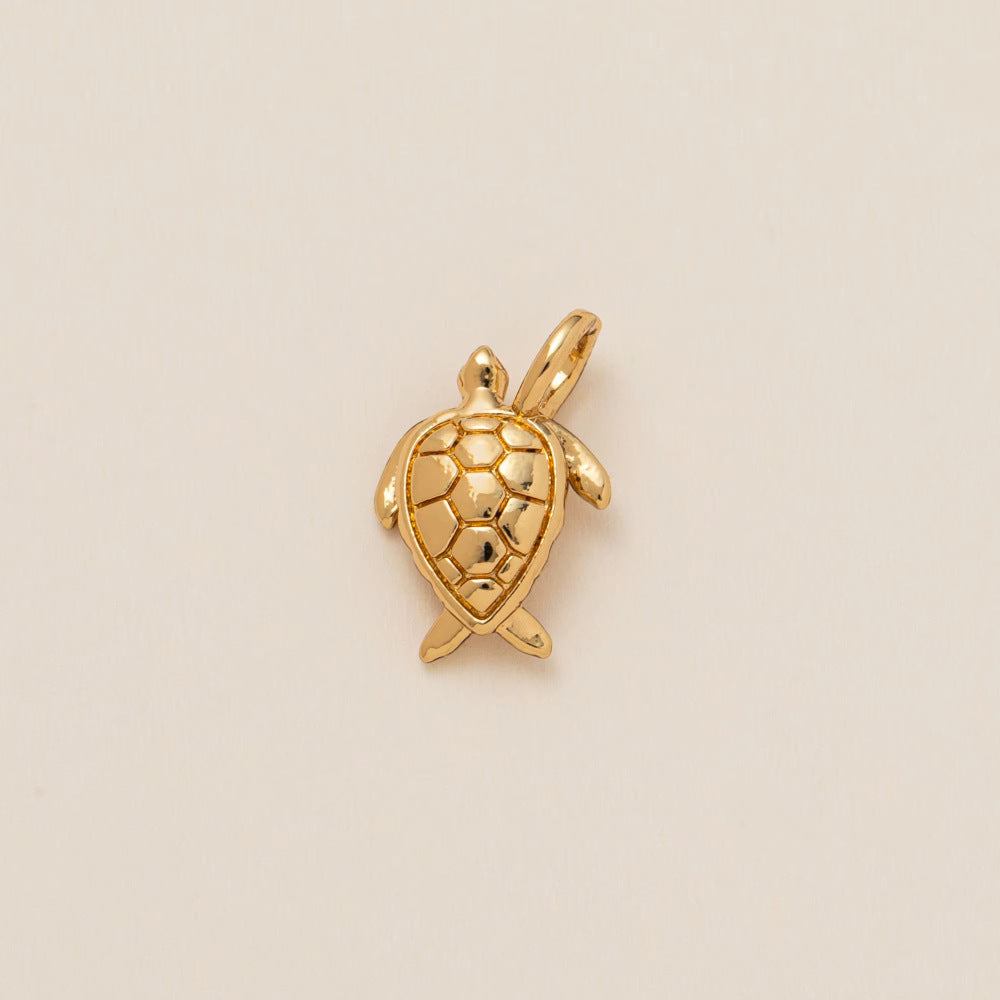 Minimalist Luxury Plated Brass Animal Shape Cubic Zirconia Charm Bar with Corn Chain