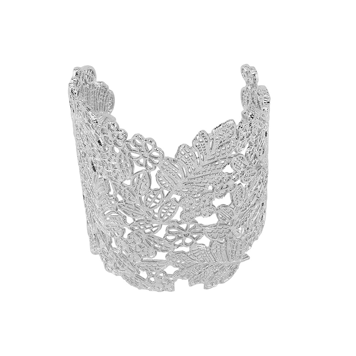 Bracciale rigido aperto minimalista di lusso con foglie e fiori per donna in lega con finitura placcata