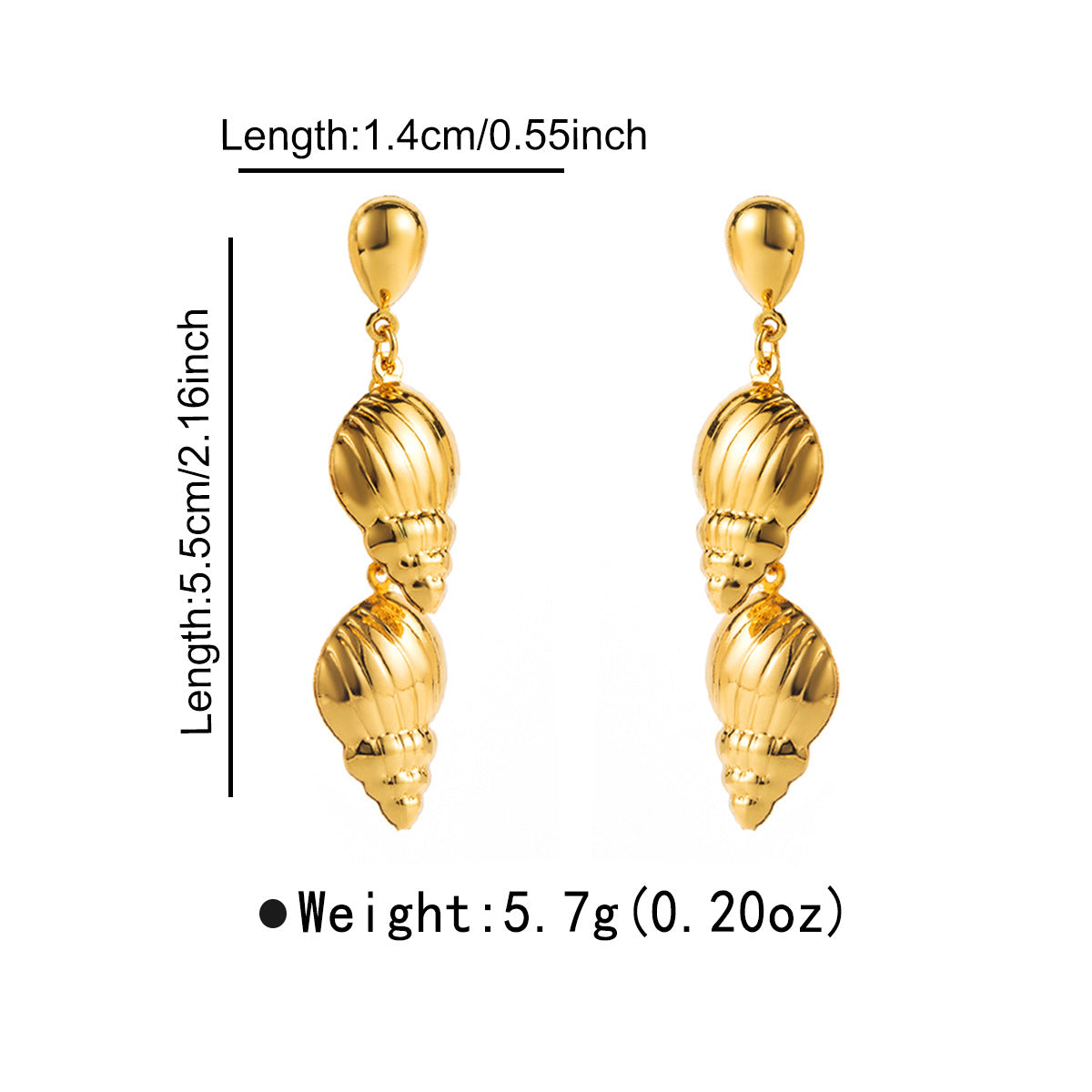 Eleganti orecchini a stella in acciaio inossidabile in stile vintage placcati oro da donna