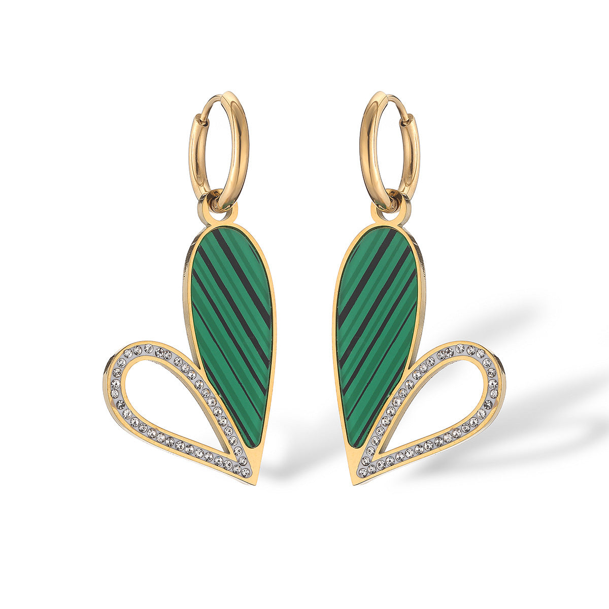 Vintage-Style Heart-Shaped Titanium Steel Earrings with Gold Plating, Minimalist Geometric Design, Fashionable Everyday Wear
