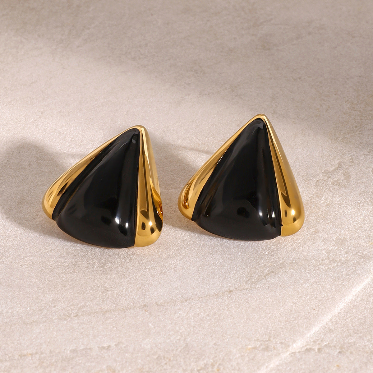Vintage Geometric Triangle Plated Drip Oil Stainless Steel Earrings for Women
