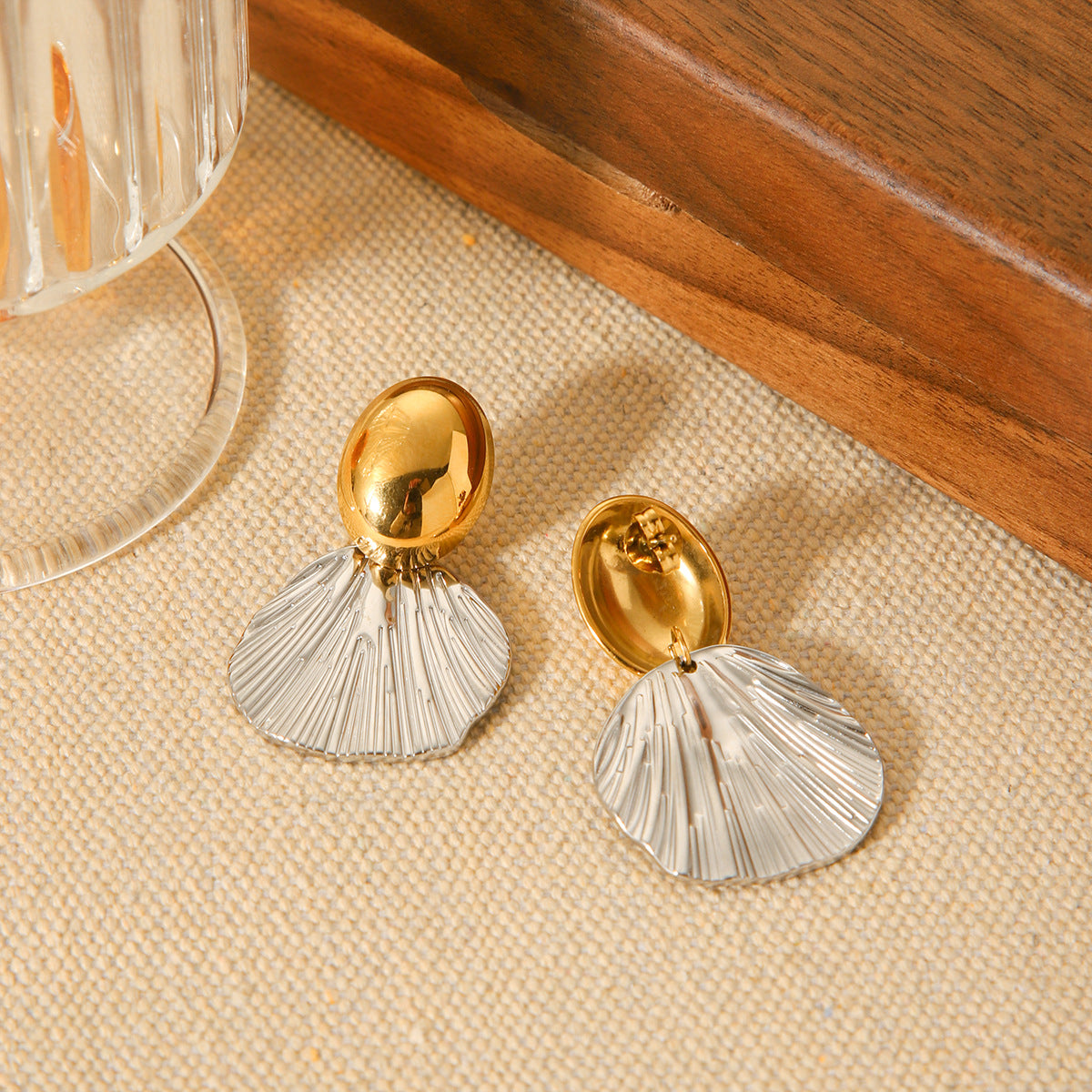 Minimalist Oval Geometric Stainless Steel Stud Earrings with Gold and Silver Plating for Women