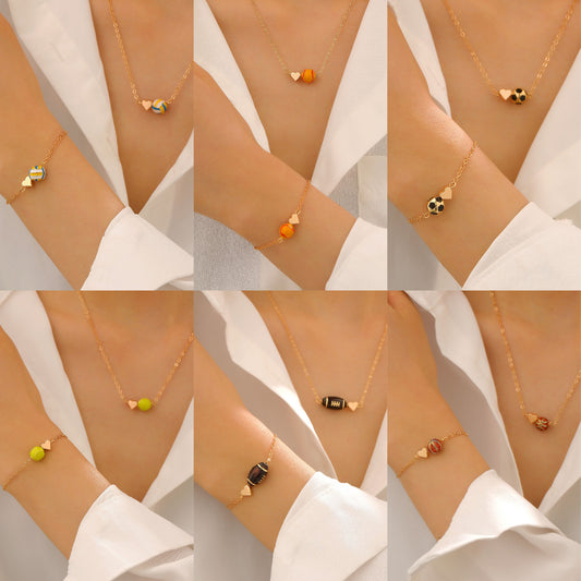 Sporty Heart Geometric Zinc Alloy Plated Necklace for Women