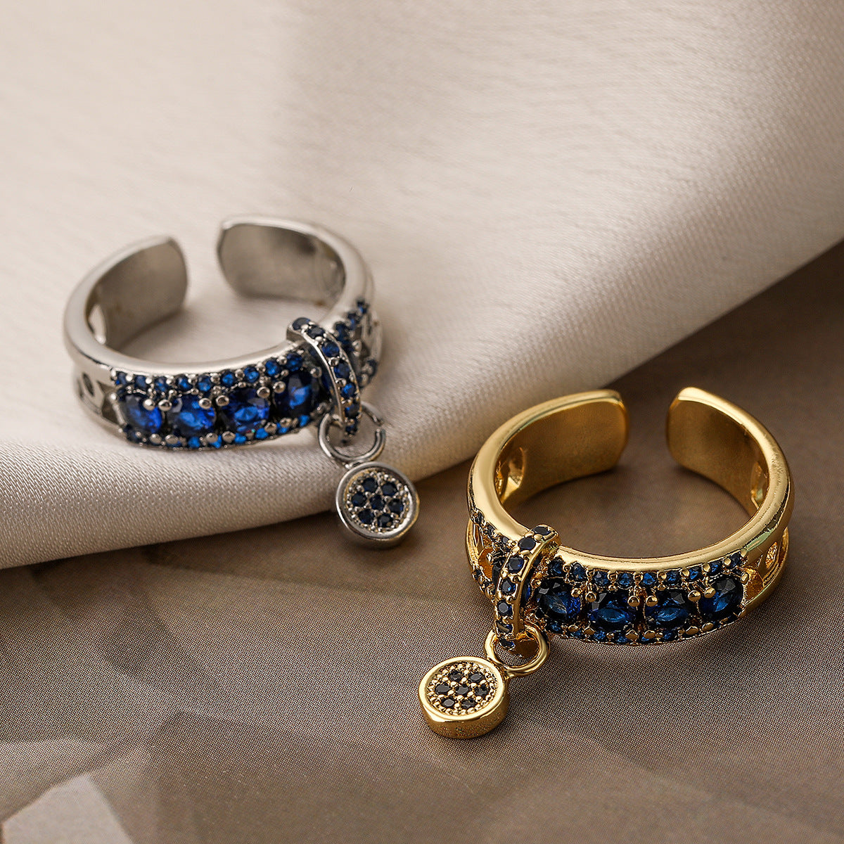 Minimalist Geometric Open Ring for Women Made of Brass with Real Gold Plating and Zircon Inlay