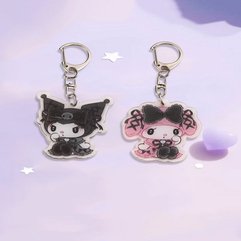 Portachiavi Carino in Acrilico con Ciondoli di Kuromi, Cinnamoroll e Kt Cat per Borse e Regali
