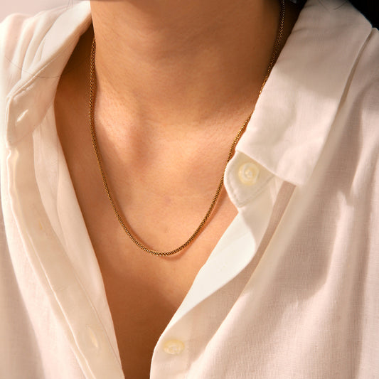Collar de cadena de malla redonda geométrica de acero inoxidable chapado en oro de 18 quilates estilo Ins minimalista para mujer