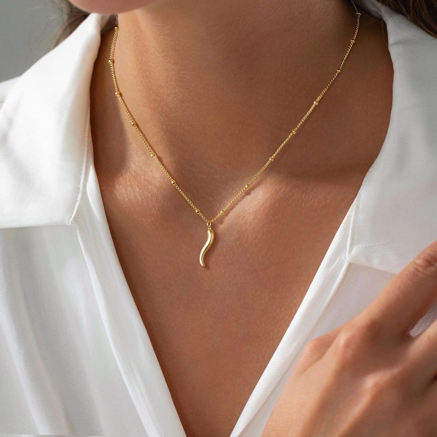 Minimalist Luxury Stainless Steel Ball Chain Necklace with Pendant for Women and Unisex